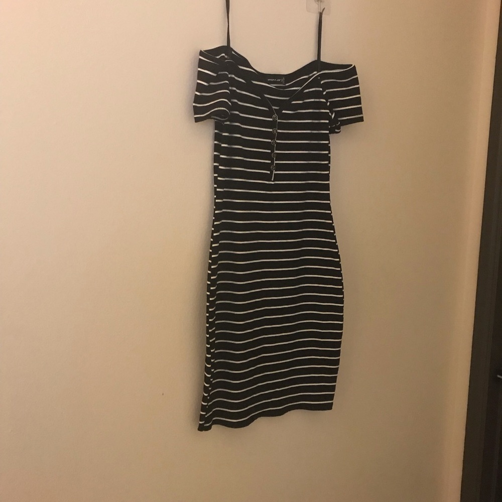 *3 for 25 Bundle and Save.Chic One Shoulder Striped Dress in Black and White